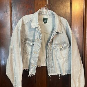Light Grey Cropped Denim Jacket